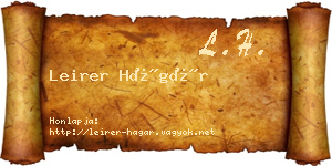 Leirer Hágár névjegykártya